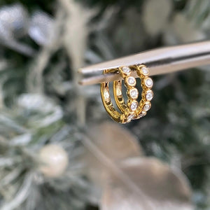 Diamond Rub Over Small Hoop Earrings 0.09ct set in 18ct Gold
