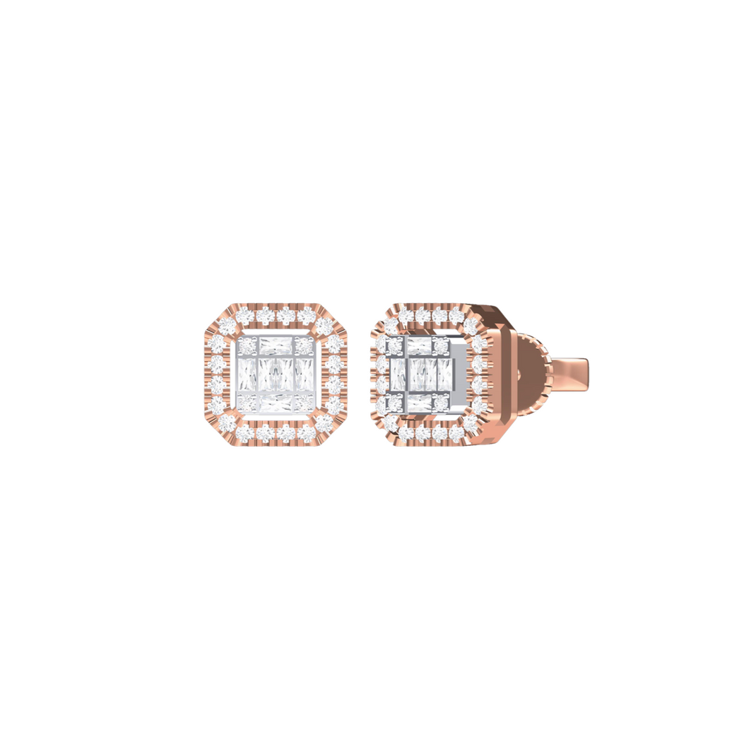 Diamond Square Baguette Earrings 0.52ct set in 18ct Gold
