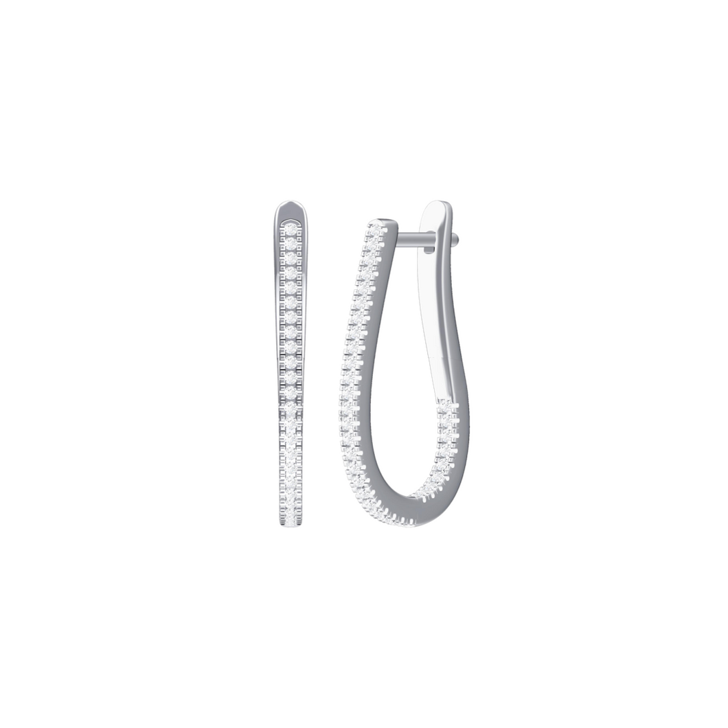 Oval Elongated Diamond Hoop Earrings 0.27ct set in 18ct Gold