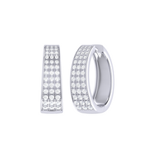 Load image into Gallery viewer, Diamond Triple Row Hoop Earrings 0.99ct set in 18ct Gold
