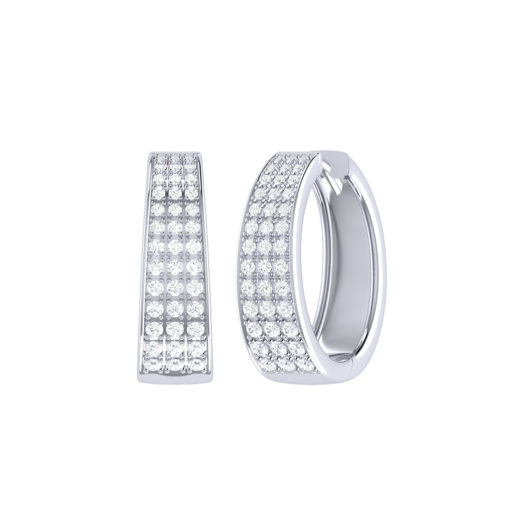 Diamond Triple Row Hoop Earrings 0.99ct set in 18ct Gold