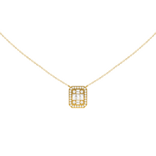Load image into Gallery viewer, Baguette Halo Diamond Necklace 0.28ct set in 18ct Gold
