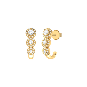 Graduated 3 Diamond Halo Earrings 0.42ct set in 18ct Gold