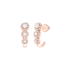 Graduated 3 Diamond Halo Earrings 0.42ct set in 18ct Gold