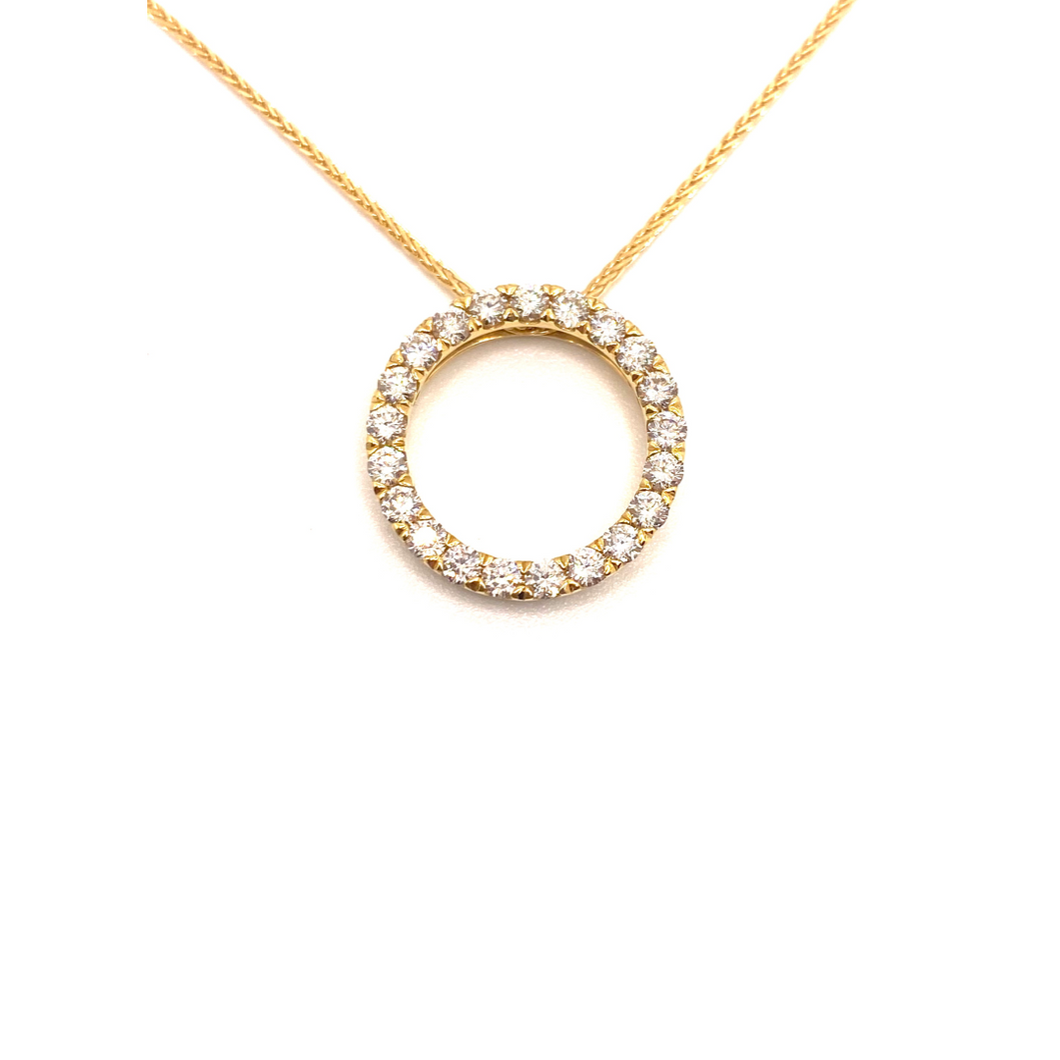 Diamond Circle Pendant 1.01ct set in 18ct Yellow Gold