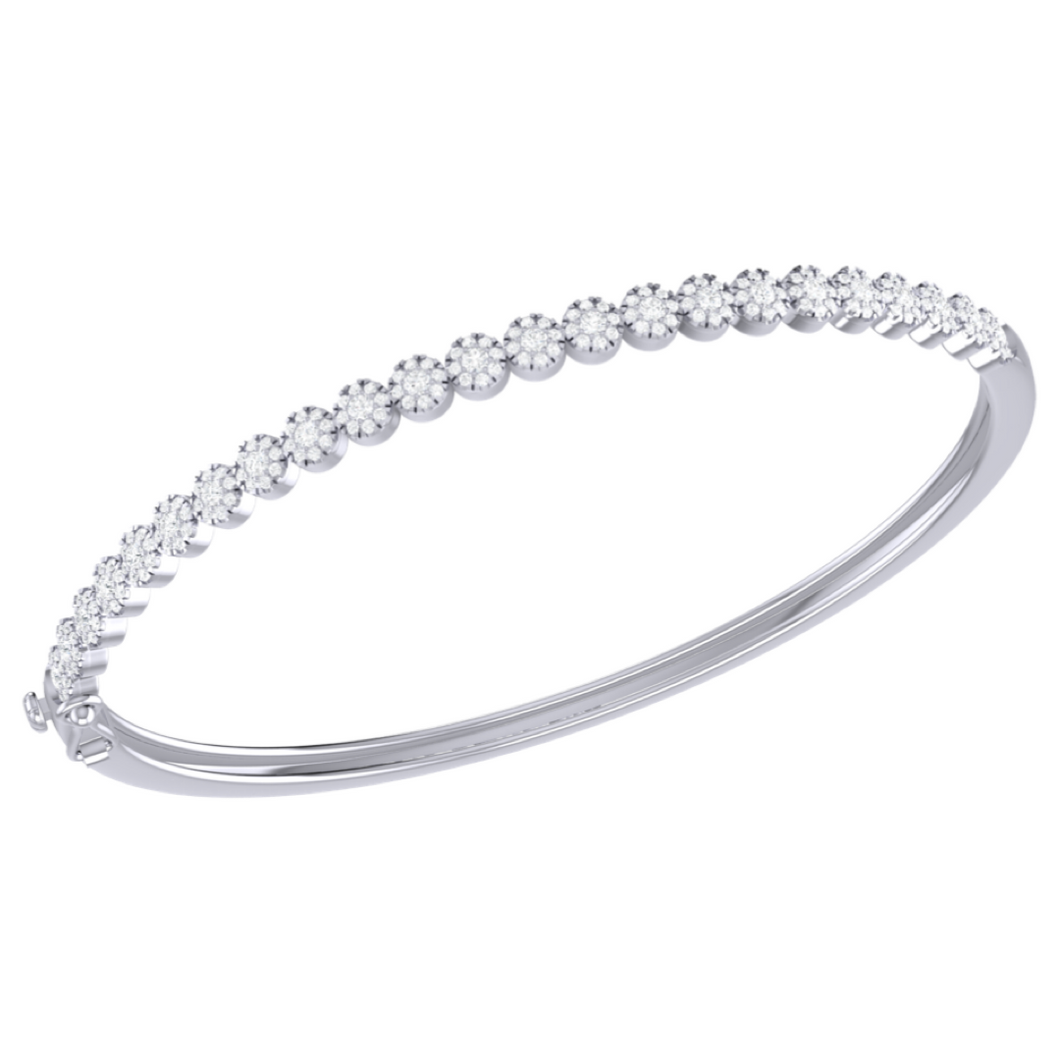 Diamond Flower Tennis Bangle 0.96ct set in 18ct Gold