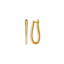Load image into Gallery viewer, Oval Elongated Diamond Hoop Earrings 0.27ct set in 18ct Gold
