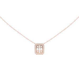 Baguette Halo Diamond Necklace 0.28ct set in 18ct Gold