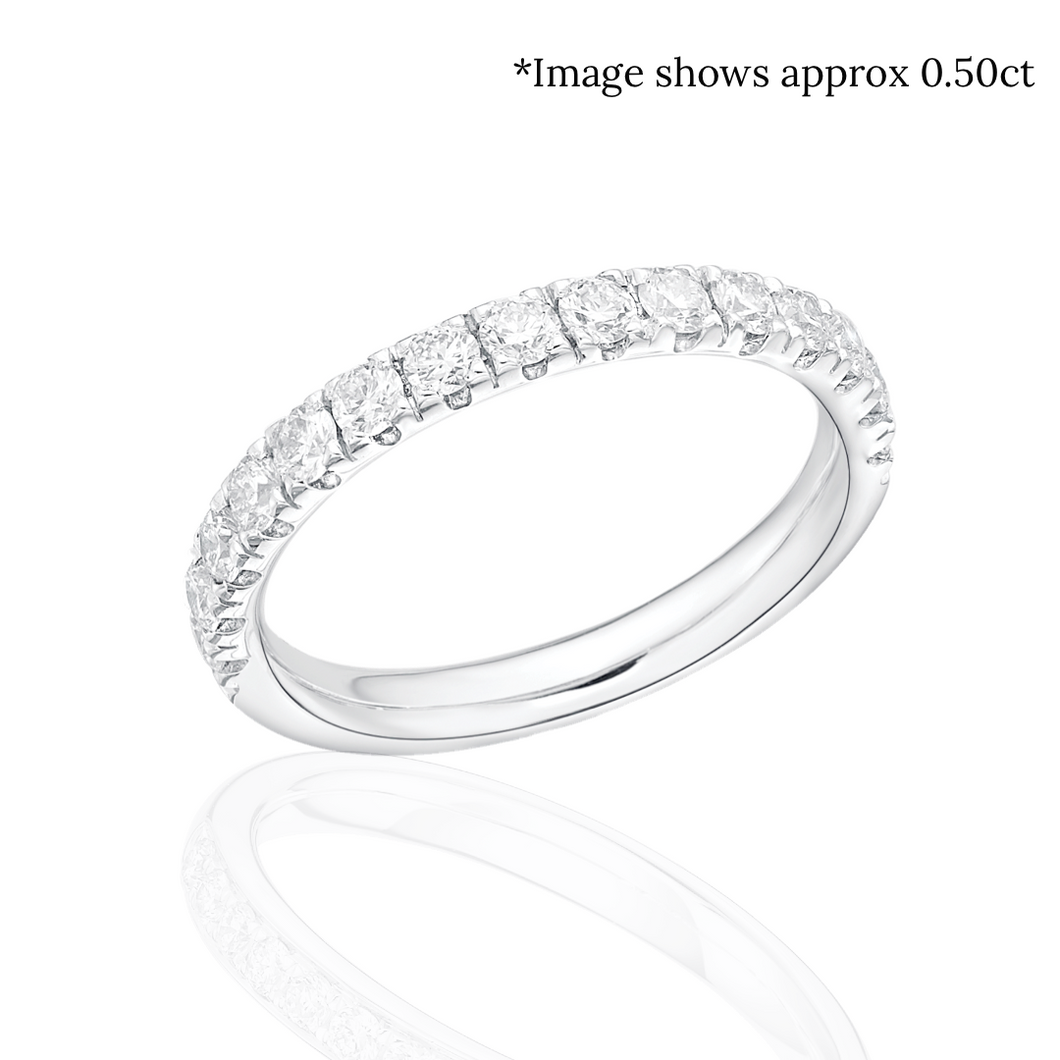 Fishtail Set Round Brilliant Cut Diamond Half Eternity Ring
