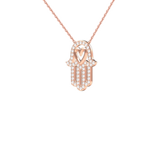 Load image into Gallery viewer, Hamsa Hand Diamond Necklace set in 9ct Gold
