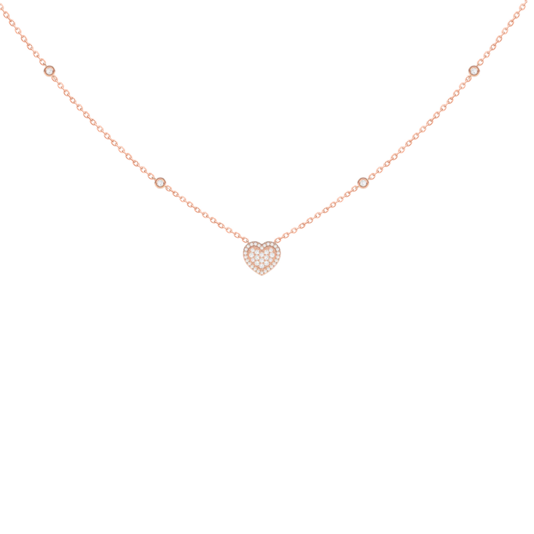 Diamond Heart Halo Necklace set in 18ct Gold