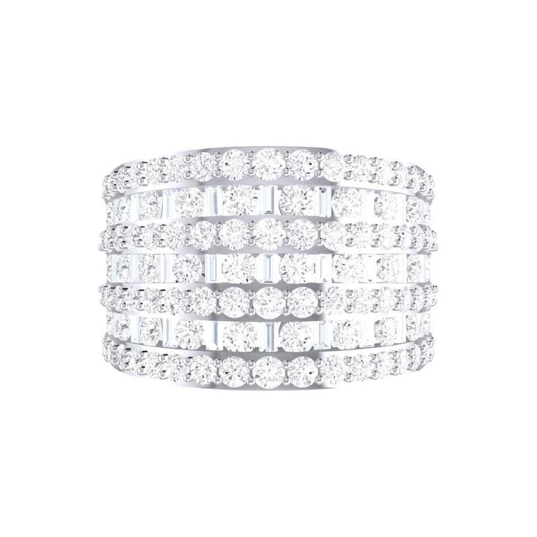 Diamond 7Row Dress Ring 3.74ct set in 18ct White Gold