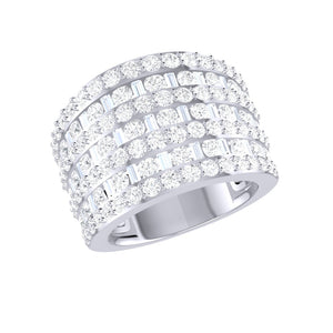 Diamond 7Row Dress Ring 3.74ct set in 18ct White Gold