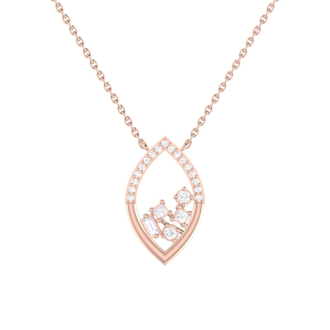 Diamond Open Marquise Necklace 0.10ct set in 18ct Gold