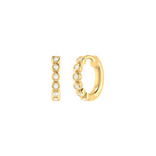 Load image into Gallery viewer, Diamond Rub Over Small Hoop Earrings 0.09ct set in 18ct Gold
