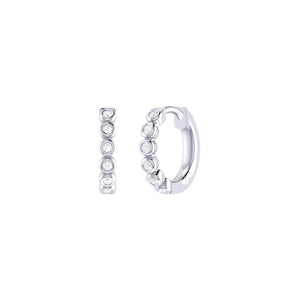 Diamond Rub Over Small Hoop Earrings 0.09ct set in 18ct Gold