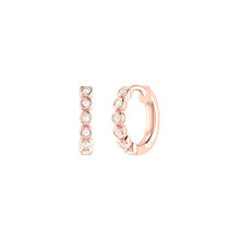Load image into Gallery viewer, Diamond Rub Over Small Hoop Earrings 0.09ct set in 18ct Gold
