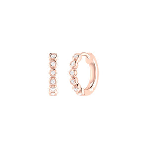Diamond Rub Over Small Hoop Earrings 0.09ct set in 18ct Gold