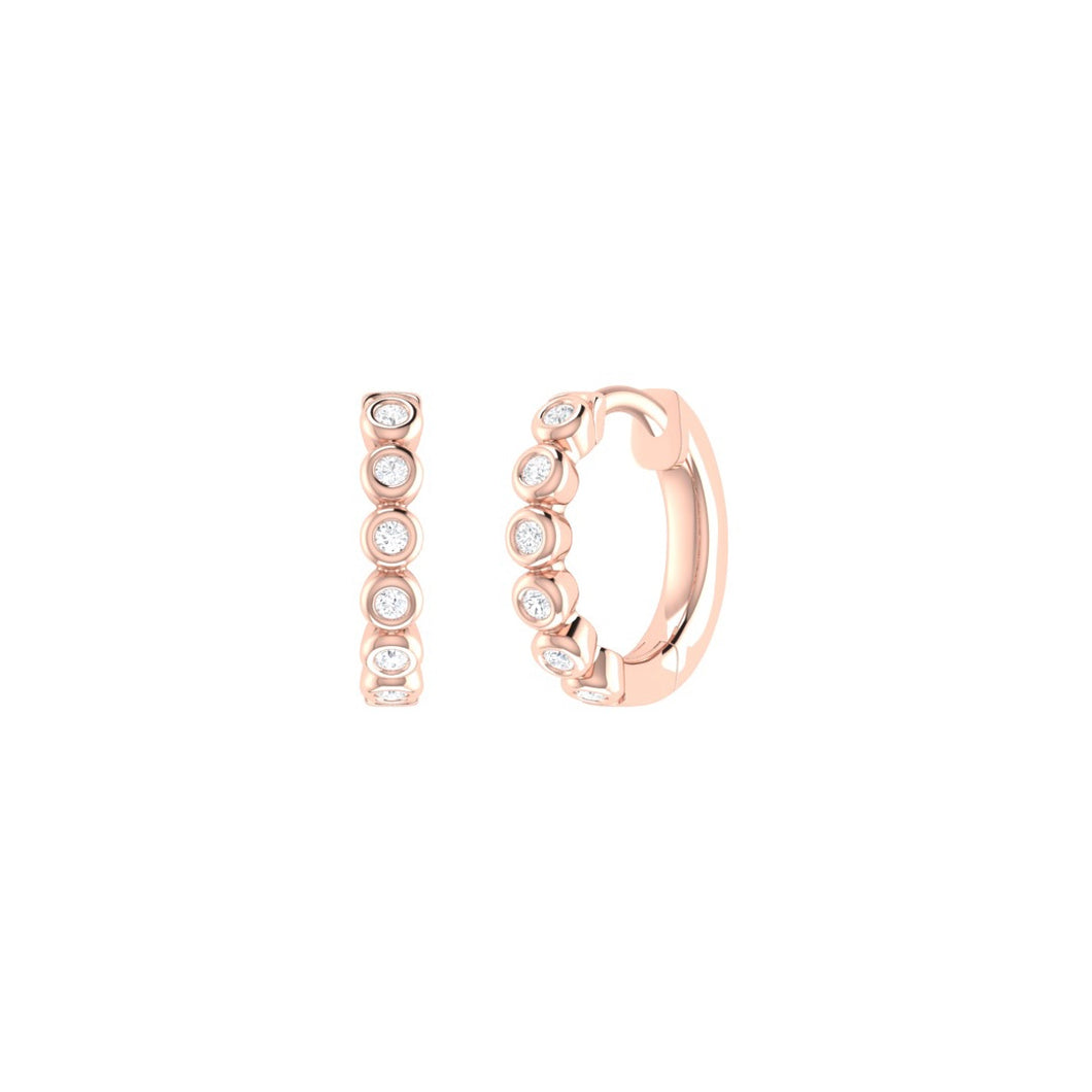 Diamond Rub Over Small Hoop Earrings 0.09ct set in 18ct Gold