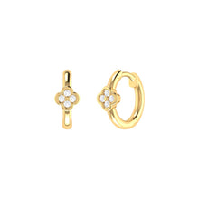 Load image into Gallery viewer, Diamond Clover Small Hoop Earrings 0.08ct set in 18ct Gold
