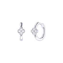 Load image into Gallery viewer, Diamond Clover Small Hoop Earrings 0.08ct set in 18ct Gold
