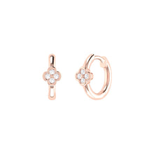 Load image into Gallery viewer, Diamond Clover Small Hoop Earrings 0.08ct set in 18ct Gold
