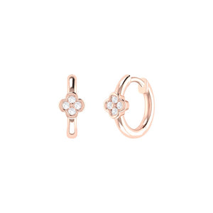 Diamond Clover Small Hoop Earrings 0.08ct set in 18ct Gold