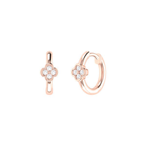 Diamond Clover Small Hoop Earrings 0.08ct set in 18ct Gold