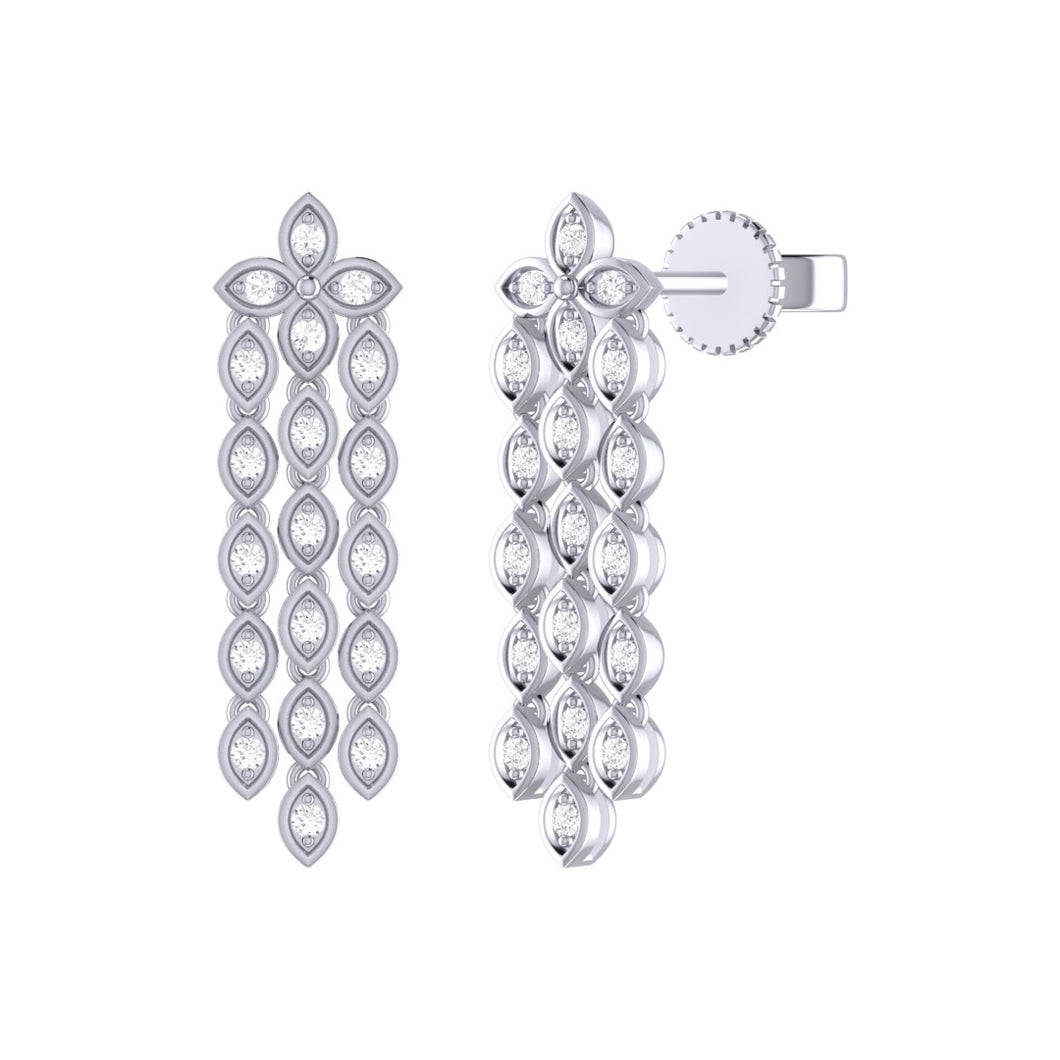 Flower Drop Earrings 0.26ct set in 18ct Gold
