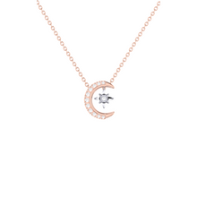 Load image into Gallery viewer, Moon Diamond Necklace 0.08ct set in 18ct Gold
