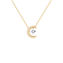 Load image into Gallery viewer, Moon Diamond Necklace 0.08ct set in 18ct Gold
