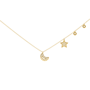 Moon and Stars Diamond Necklace 0.15ct set in 18ct Gold
