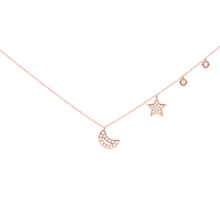 Load image into Gallery viewer, Moon and Stars Diamond Necklace 0.15ct set in 18ct Gold

