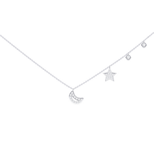 Moon and Stars Diamond Necklace 0.15ct set in 18ct Gold