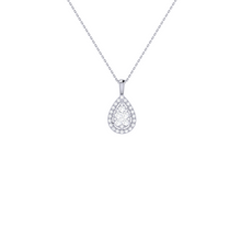 Load image into Gallery viewer, Pear Halo Necklace 0.42ct set in 18ct Gold
