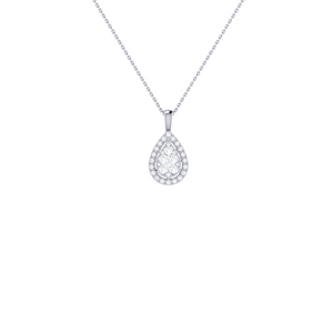 Pear Halo Necklace 0.42ct set in 18ct Gold