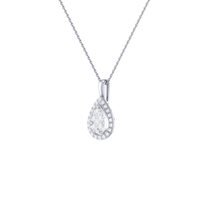 Pear Halo Necklace 0.42ct set in 18ct Gold