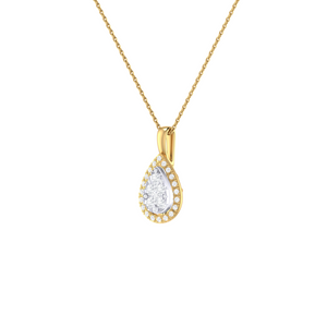 Pear Halo Necklace 0.42ct set in 18ct Gold