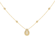 Load image into Gallery viewer, Pear-Shaped Halo Diamond Necklace 0.42ct set in 18ct White Gold
