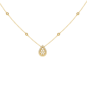 Pear-Shaped Halo Diamond Necklace 0.42ct set in 18ct White Gold