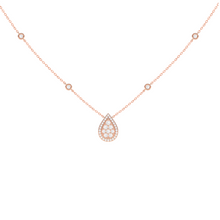 Load image into Gallery viewer, Pear-Shaped Halo Diamond Necklace 0.42ct set in 18ct White Gold
