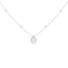 Load image into Gallery viewer, Pear-Shaped Halo Diamond Necklace 0.42ct set in 18ct White Gold
