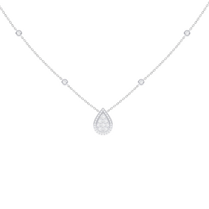Pear-Shaped Halo Diamond Necklace 0.42ct set in 18ct White Gold