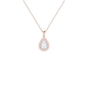 Pear Halo Necklace 0.42ct set in 18ct Gold