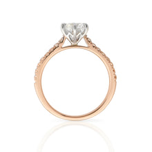 Load image into Gallery viewer, 18ct Rose Gold Engagement Ring 1.09ct Round Brilliant Cut - 6 Claw, Diamond Shoulders
