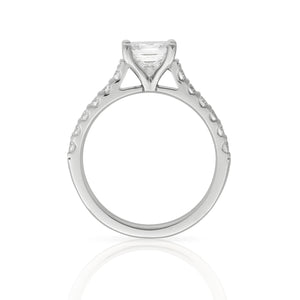 Platinum Engagement Ring 1.45ct Princess Cut - Diamond Shoulders