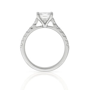 Princess Cut Engagement Ring - Diamond Shoulders