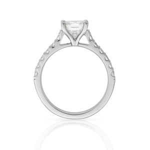 Platinum Engagement Ring 2.81ct Princess Cut - Diamond Shoulders