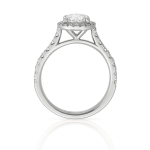 Oval Cut Engagement Ring - Halo & Diamond Shoulders