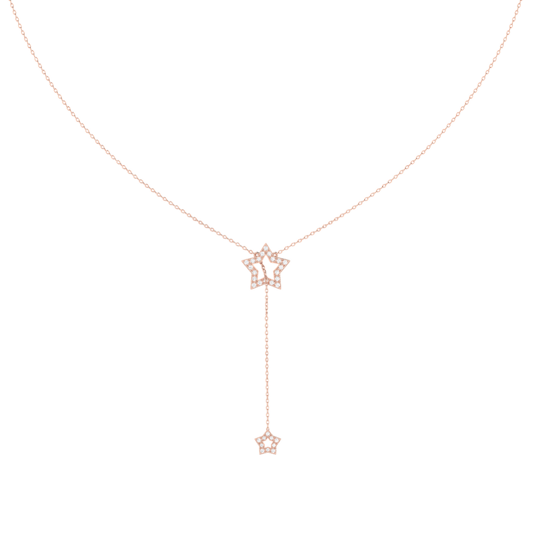 Star Diamond Drop Necklace set in 18ct Gold